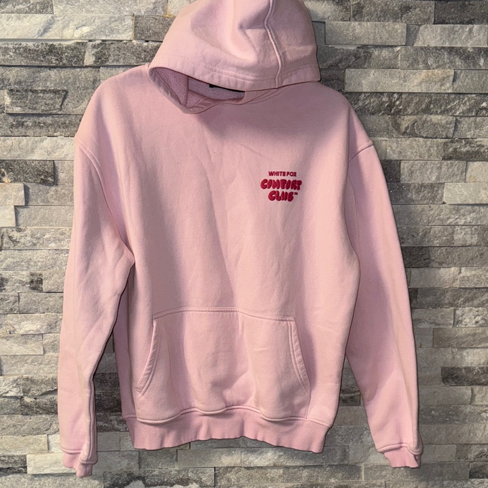 White fox Pink Hoodie oversized xtra small | small